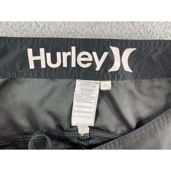 Hurley Board Shorts Swim Trunks Mens 32 Black Pockets Drawstring Polyester - Picture 4 of 9